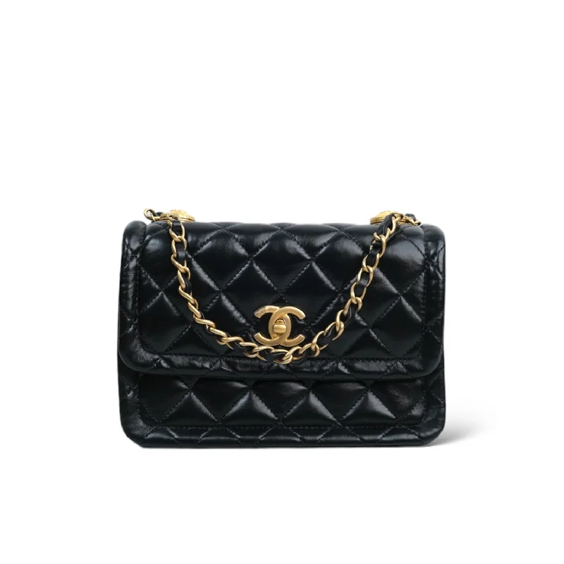 Chanel Button Top Flap Black s30 (2020)