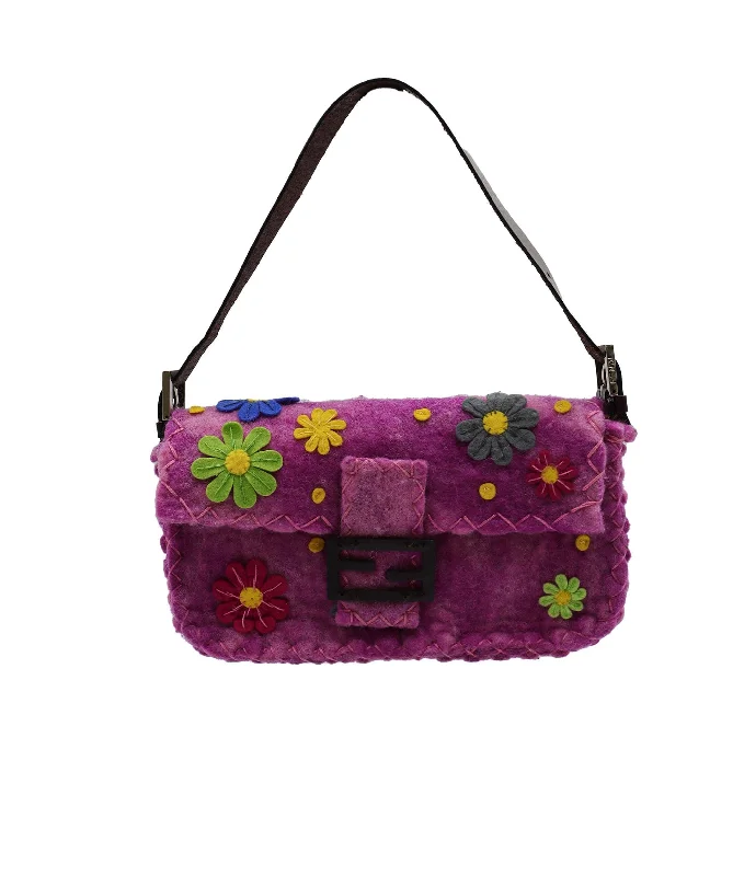 Fendi wool Baguette Flowers Pink/Purple DXBS1813